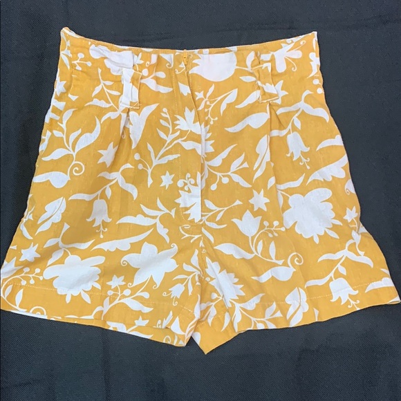 Rachel Zoe Pants - Rachel Zoe High Waist Yellow and White Floral Shorts